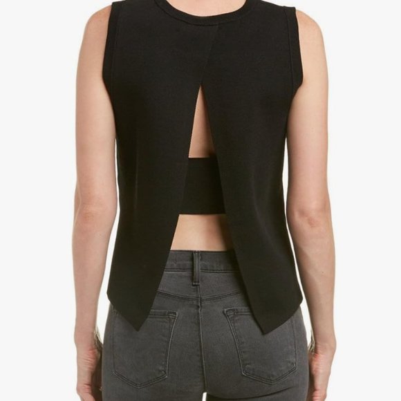 LIKE NEW Kendall & Kylie Contrast Open Back Top Black Size XS - Picture 2 of 5